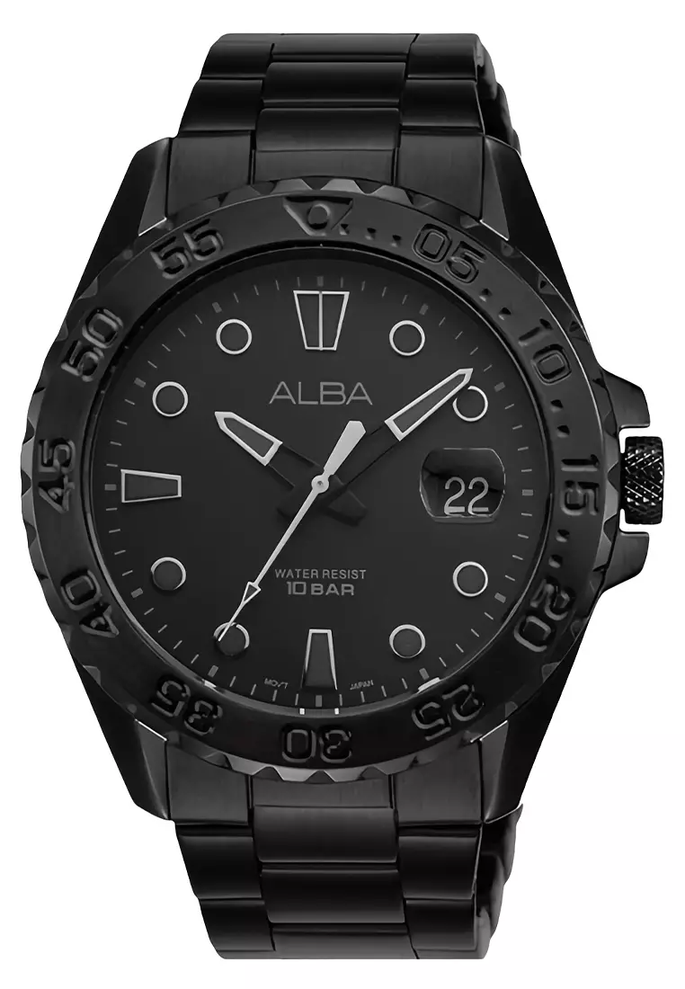 Alba Active - Jam Tangan Analog Pria - Black - Stainless Steel Bracelet - AS9N65X1