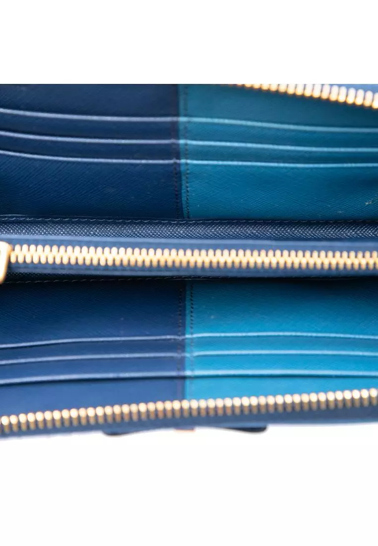 Pre-Loved Prada Bicolor Saffiano Bow Zip Long Wallet