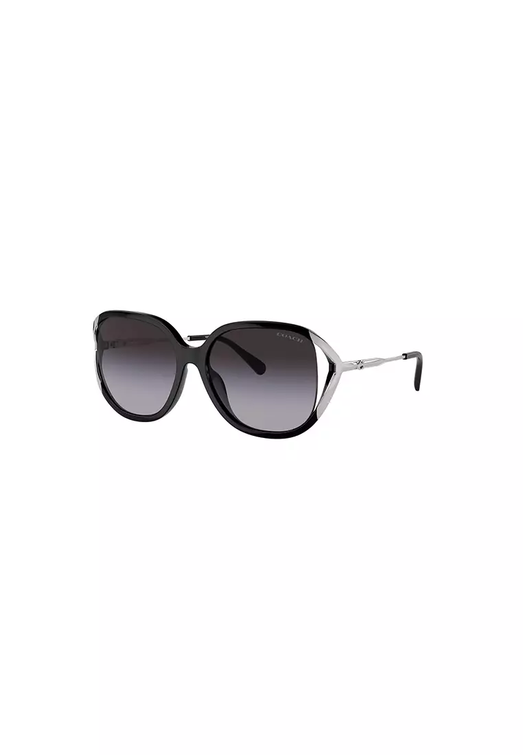Coach Shiny Gunmetal Square Women's Sunglasses
