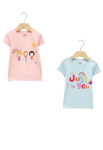 LC Waikiki pink Printed Baby Girl's T-Shirt 2-Pack 6B24FKA756CC58GS_1