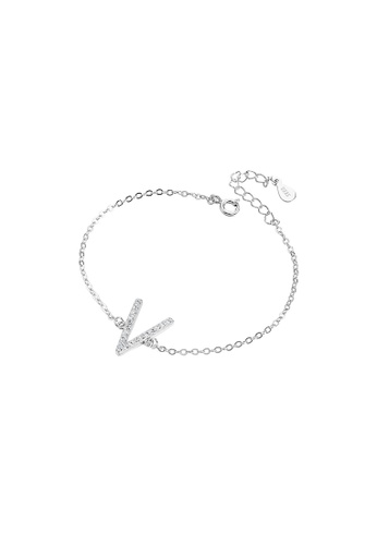 ZITIQUE silver Women's Diamond Studded Letter V Chain Bracelet - Silver 9C013AC6616424GS_1