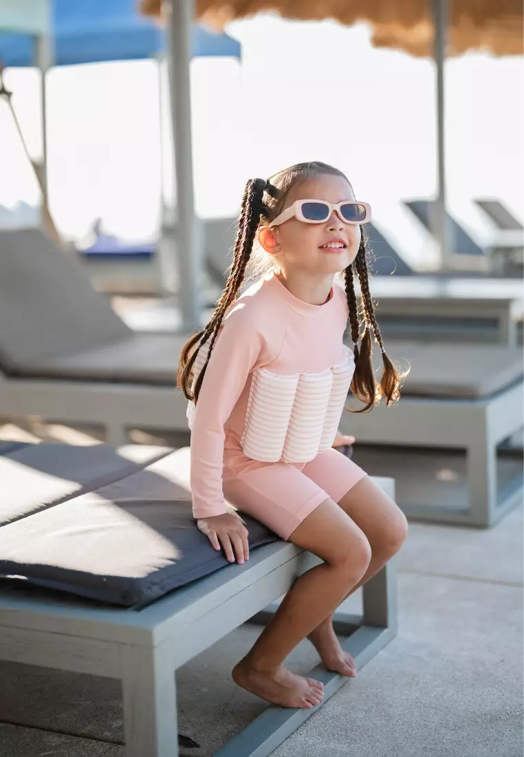 Stripes & Blooms Diving Long Sleeves Floatsuit - Pink Stripes