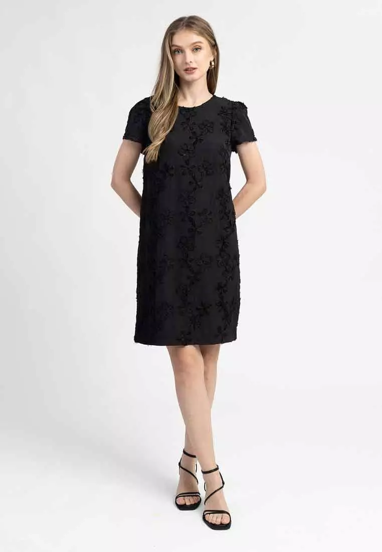 Shaela Floral Embroidered Shift Dress