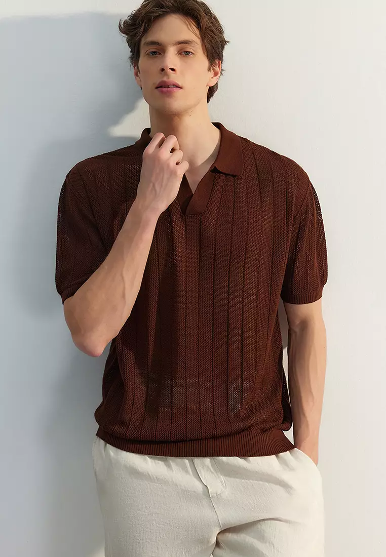 Knitted polo shirt sales