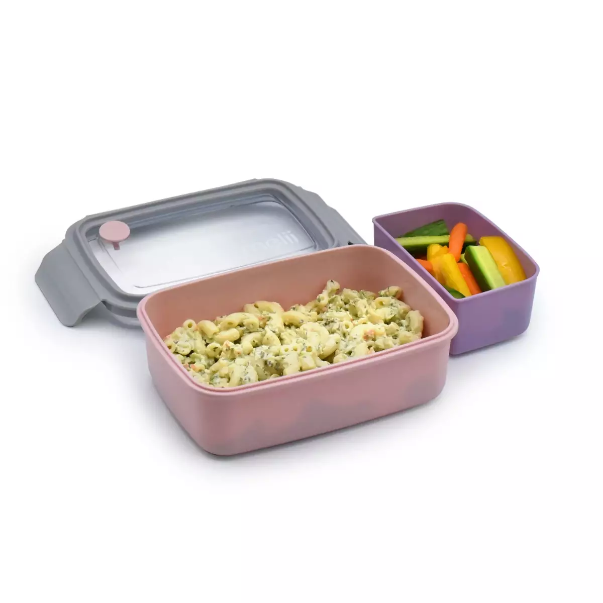 Melii Bento Box with Removable Compartments Pink - Set Kotak Makan Bento dan Alat Makan Premium BPA Free