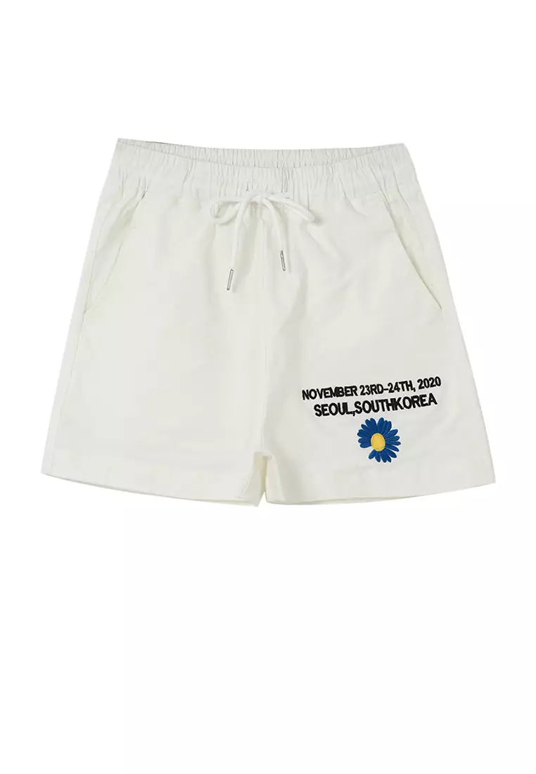 White elastic sale waist shorts