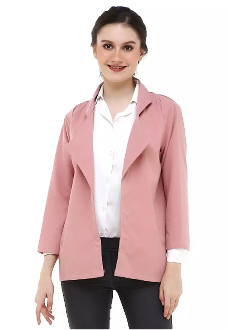 Blazer Wanita Casual Suit Material Baby Canvas ORIGINAL - Pink