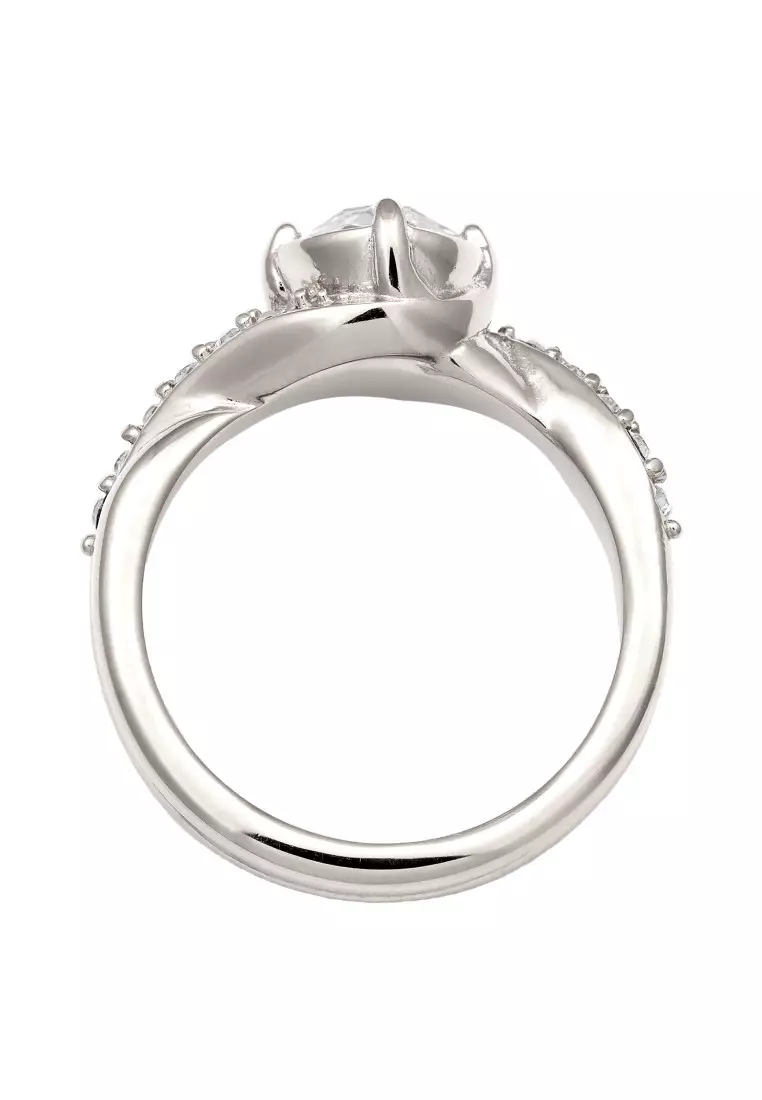 Cincin Perhiasan Perak 925 Wanita Solitaire Embellished with Crystal by Swarovski®