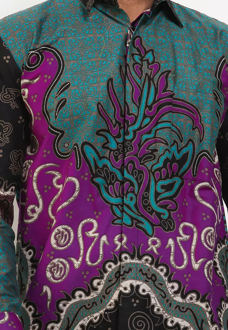 Elenio Kemeja Batik Premium Pria Casual Modern Lengan Panjang