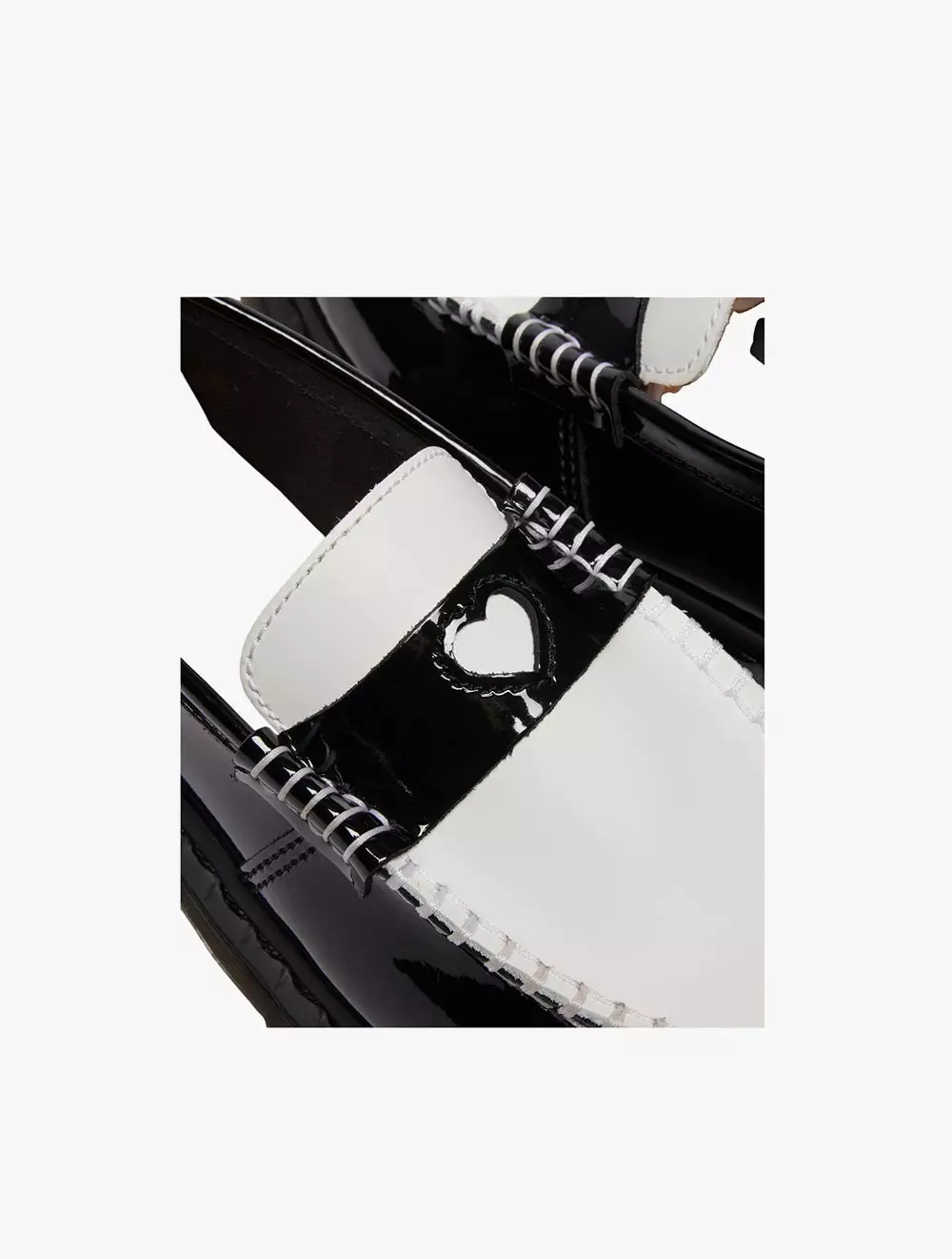 Dr. Martens Penton Heart Loafer Black White Patent Lamper Smooth