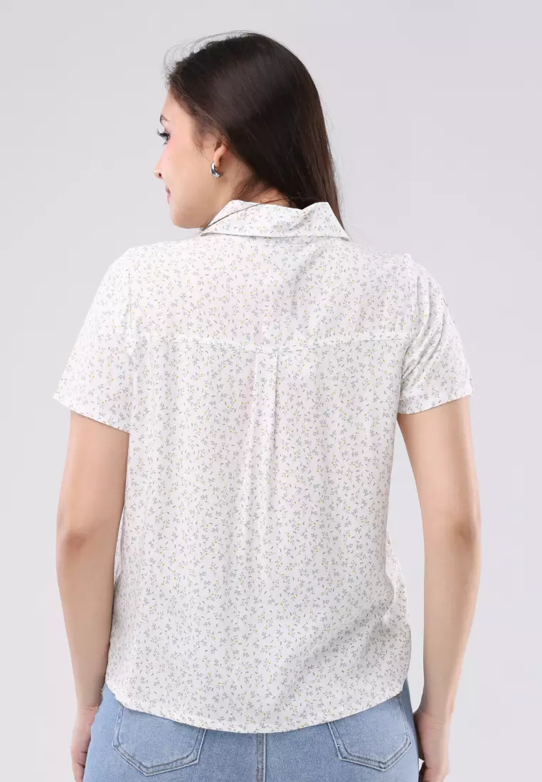 Woven Printed Rayon Short Sleeves Blouse