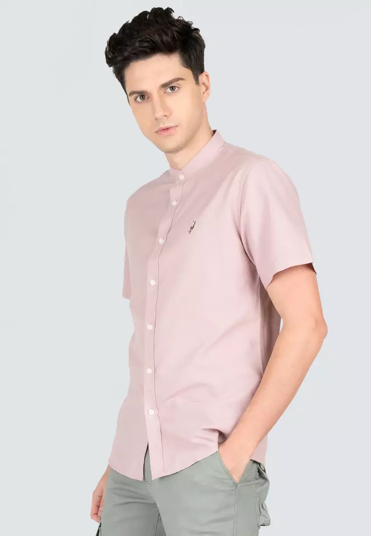 Polo Haus - Men’s Cotton Mix Signature Fit Mandarin Collar Short Sleeve MBSSE003