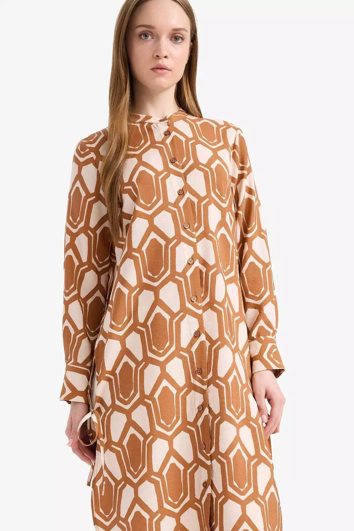 Regular Fit Patterned Long Sleeve Shirt Tunic F2183Ax25Sm