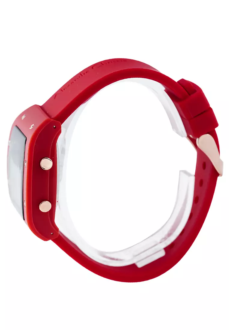 Alexandre Christie - Jam Tangan Digital Wanita - Red - Rubber Strap - 9360 LHRRGBARE