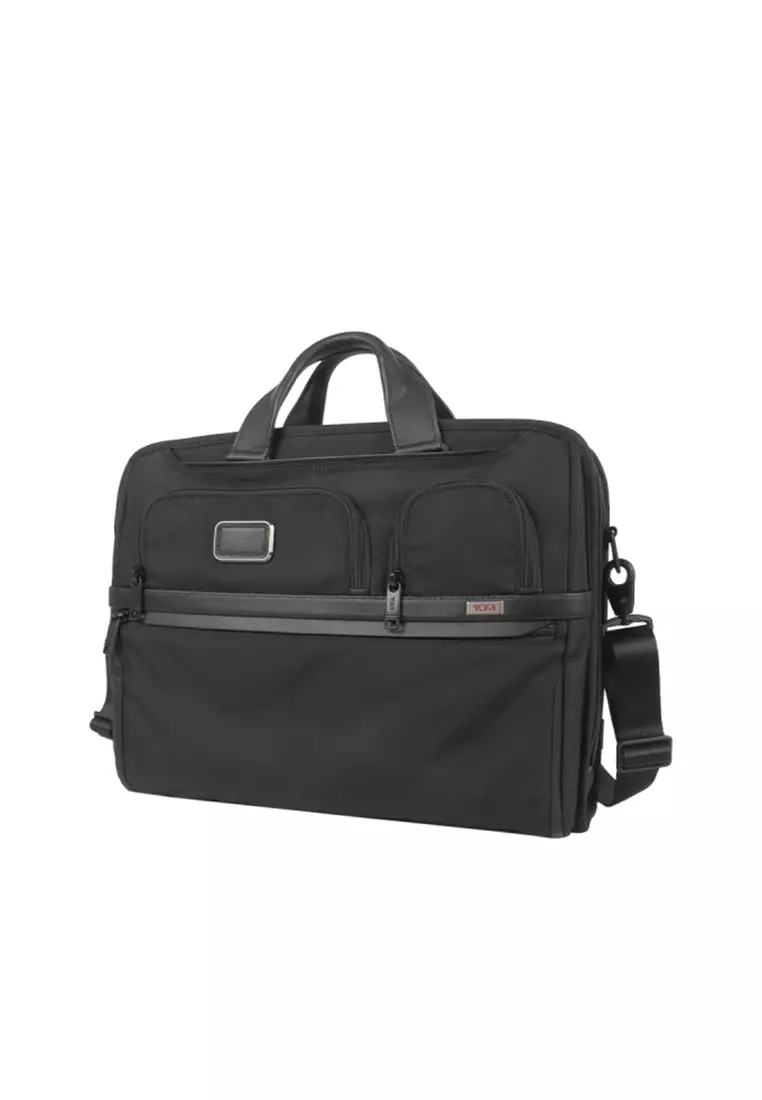 Buy Tumi Alpha Black Compact Large Screen Laptop Brief In Black