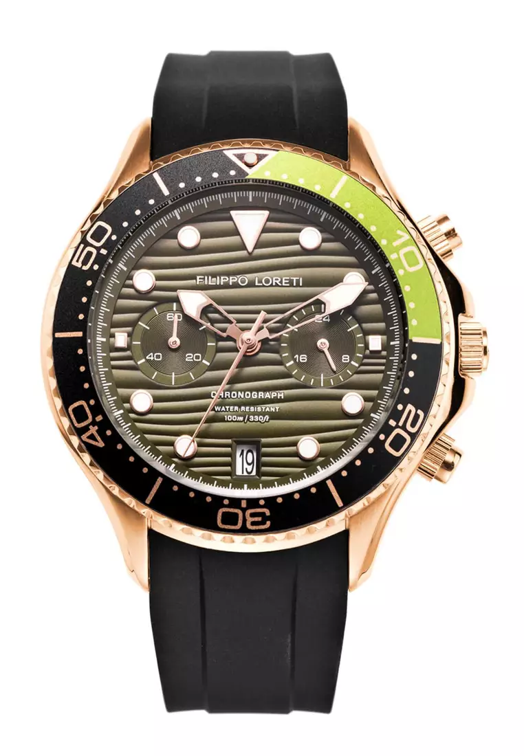 Buy Filippo Loreti Unisex Stainless Steel Marino Gold Black Rubber