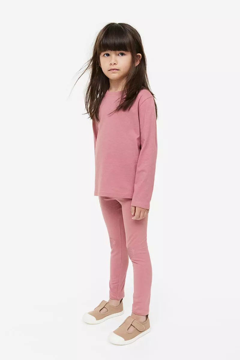 Buy H&M Brushed-inside leggings in Pink Medium Dusty 2024 Online