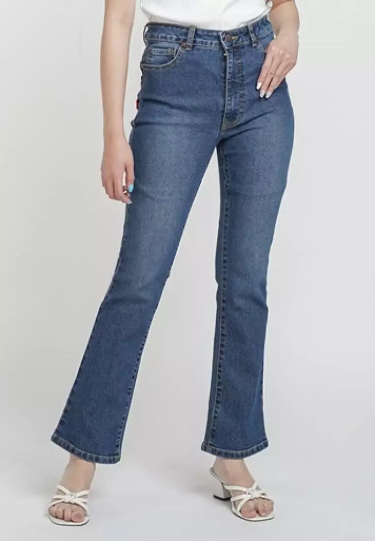 DUST Celana High Rise Bootcut Jeans Kalula Biru (D. 31296-BC)