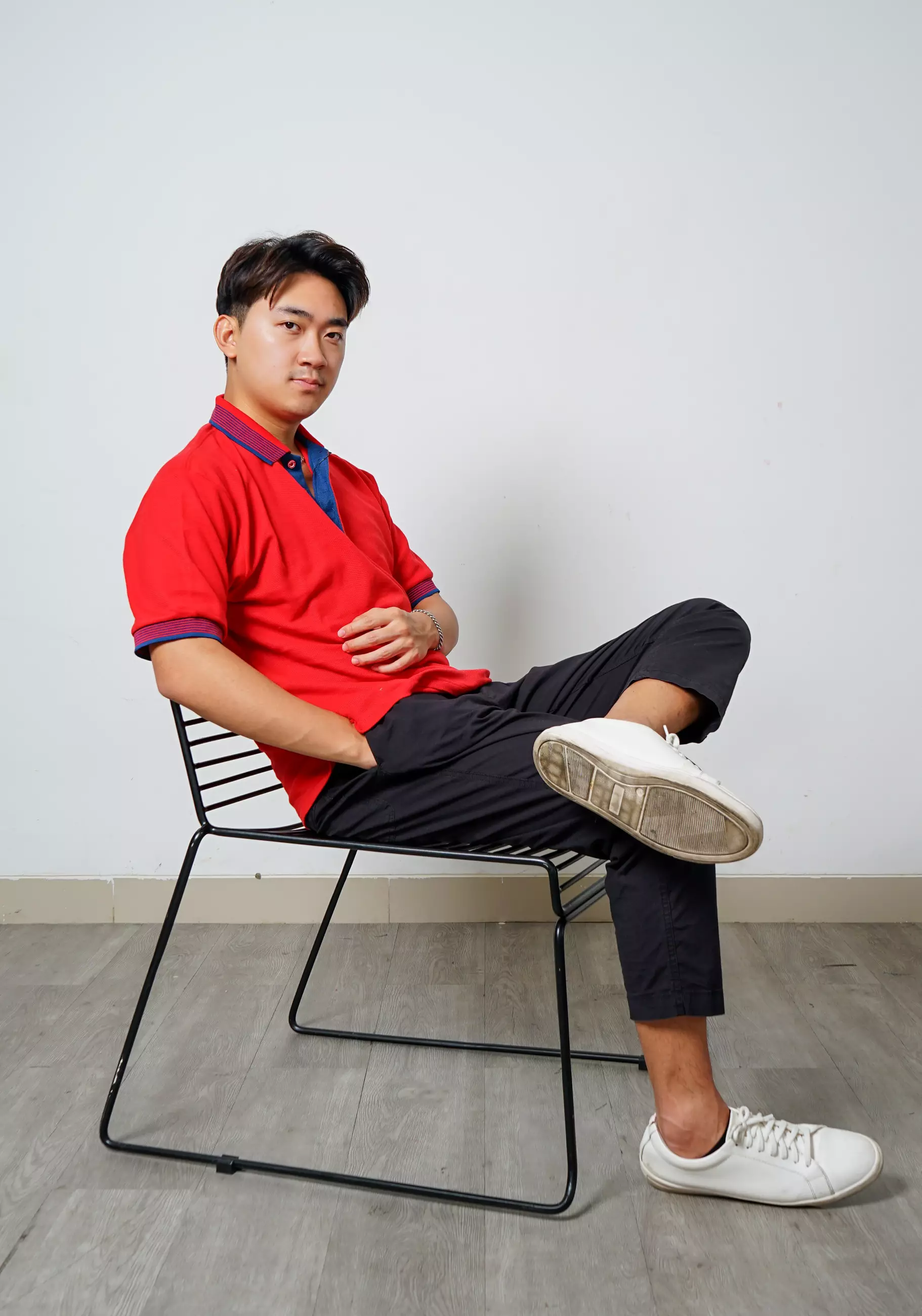 Andre Michel Kaos Polo Shirt Lengan Pendek Merah Lis Biru 922 33