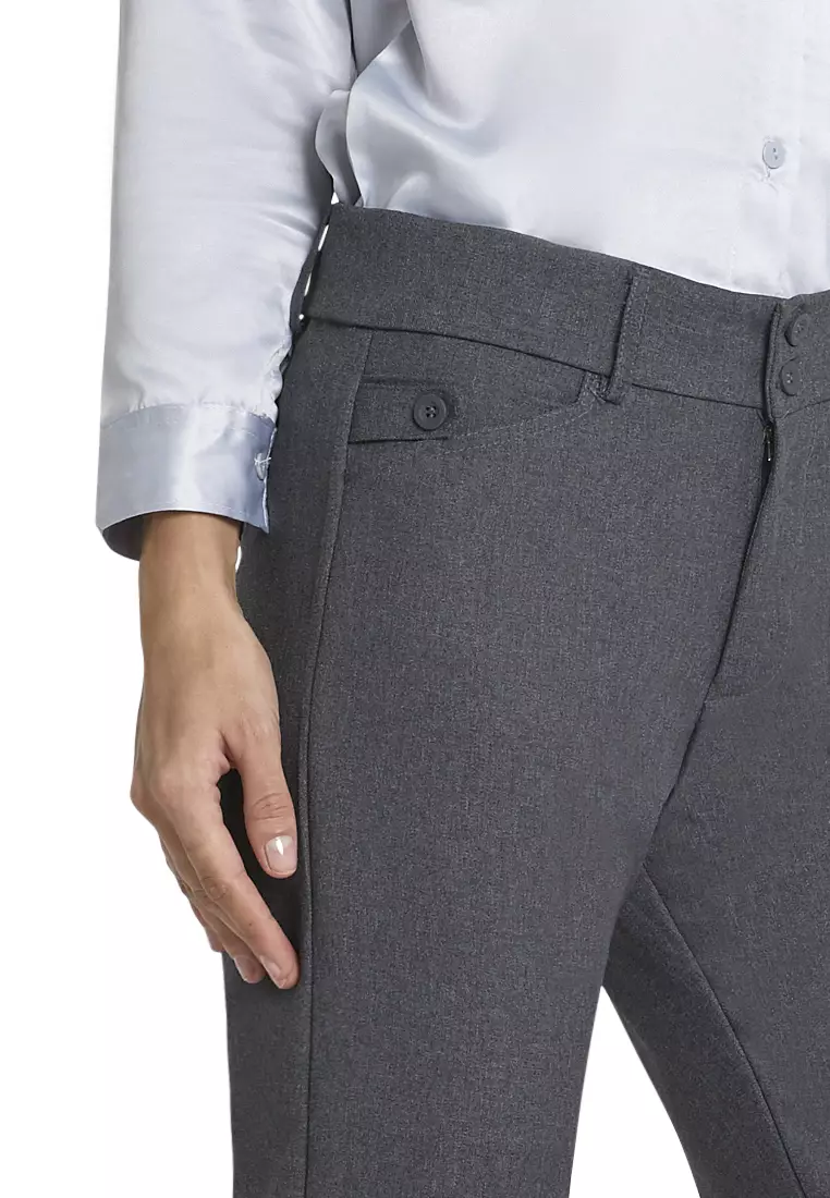 Winnie Celana Import Design Classic Long Pants Bawahan Wanita Formal - Abu