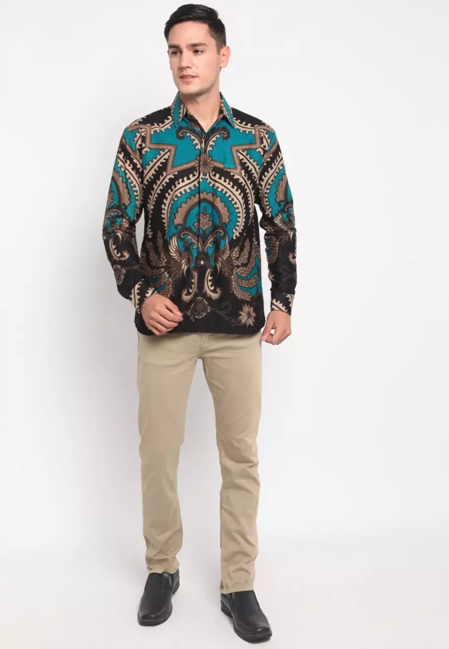 Kemeja Batik Pria Premium Slimfit Elegant Modern Lengan Panjang Masopati Ijo
