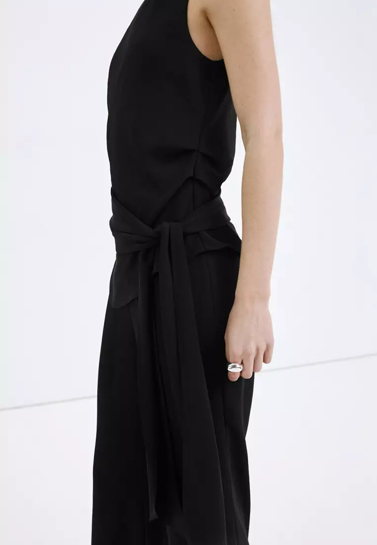 tammy asymmetrical hem midi dress Tammy Sleeveless Cotton Midi Dress in Black By DISSH