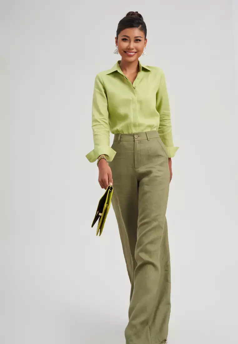 GREEN LINEN TROUSERS