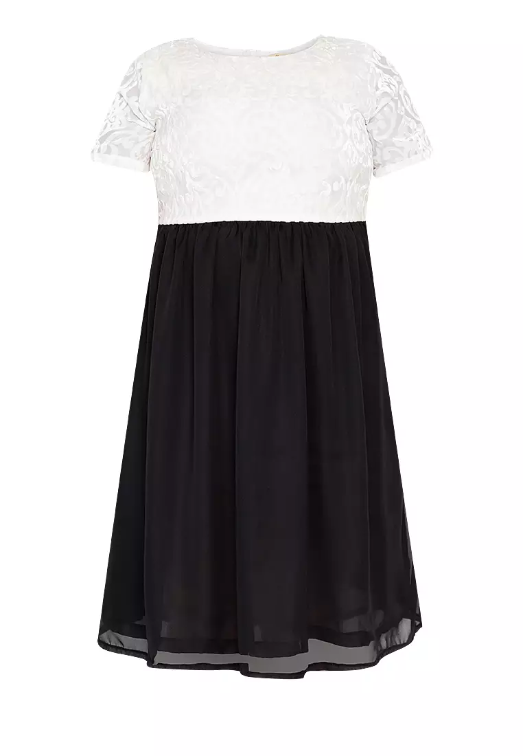 Buy Maxine Plus Size Dress Short Sleeves Velvet Mesh 2023 Online ...
