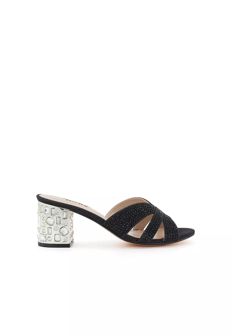 Discount on Dune London  shoes - SKU: Mirrored Jeweled Heel Mule Black
