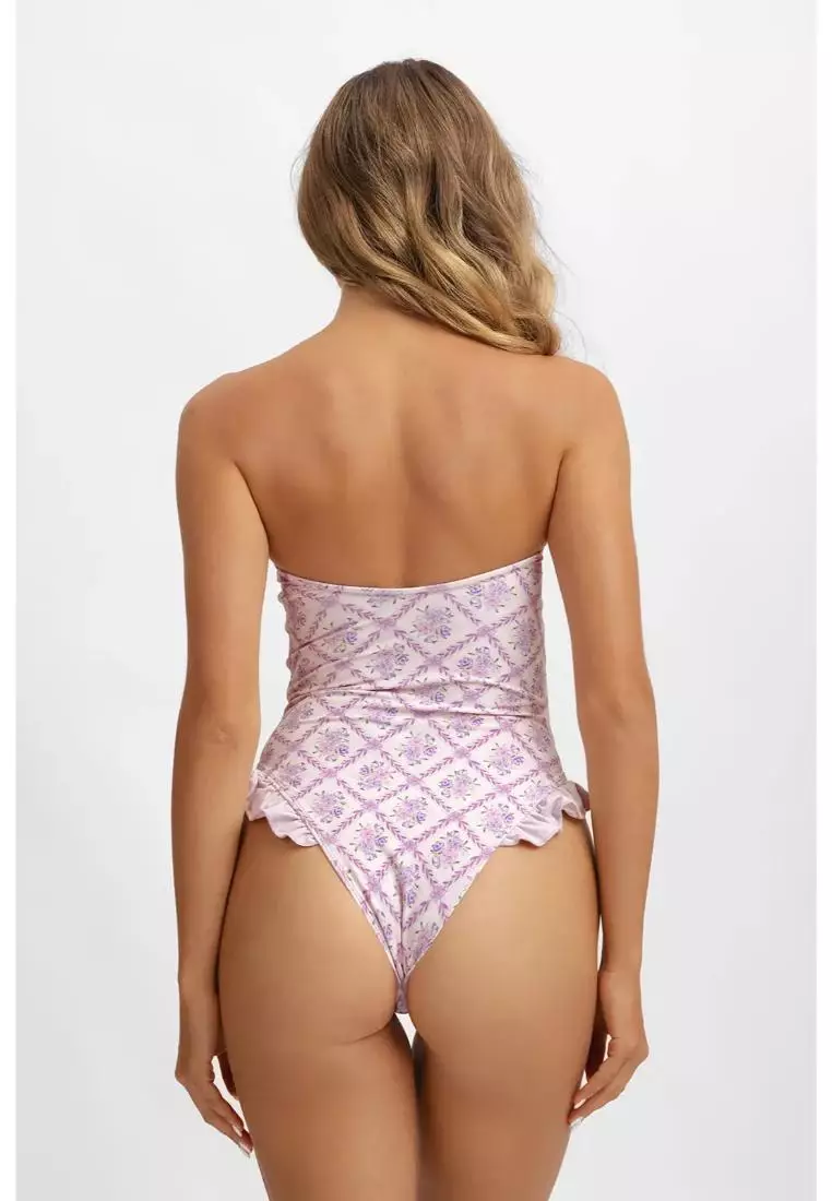 Lily Ruffled One Piece Swimsuit / Lavender Tea Final Sale