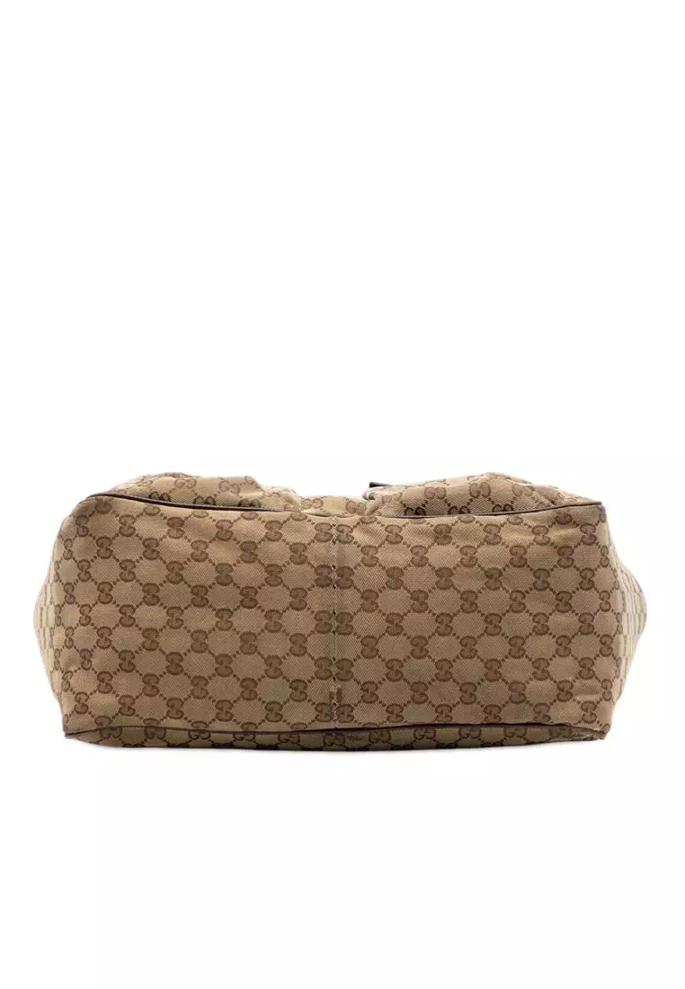 Pre-Loved Gucci Gg Canvas Web Double Pockets Tote