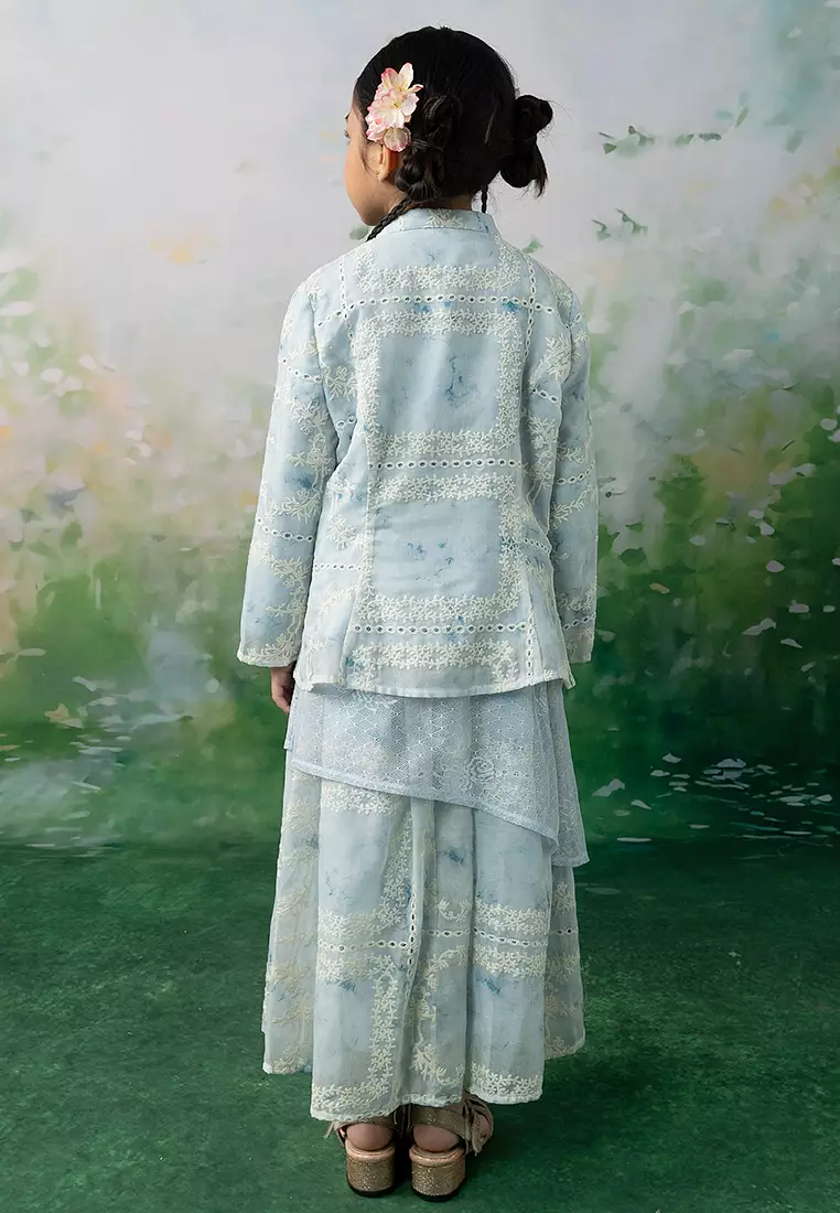 Zephnie Embroidered Set with Flare Skirt