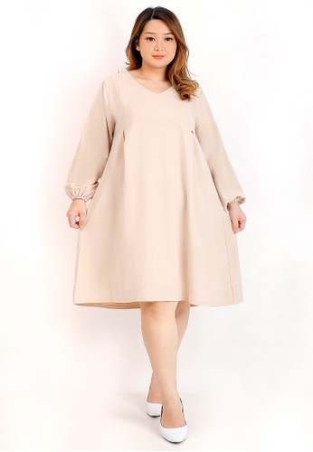 Xtramiles brown Plus Size Dress Femme Khaky DB73EAA8142542GS_1