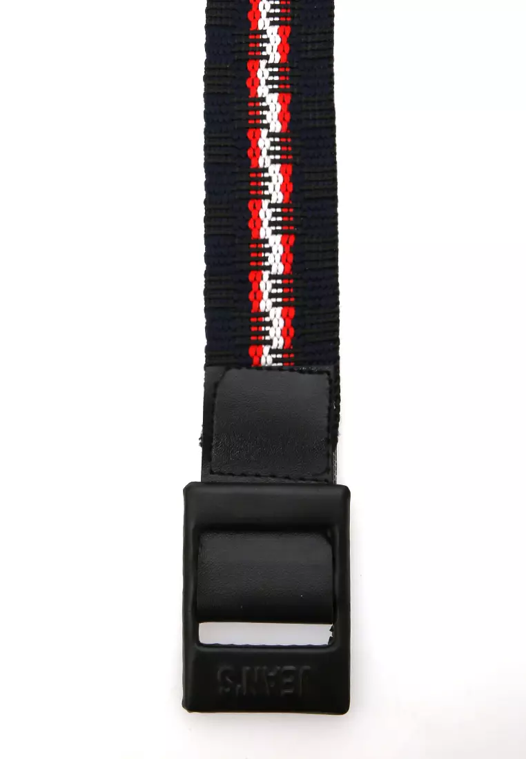 Bailey Ikat Pinggang Anak Pria Line Motive Casual Belt Material Cotton ORIGINAL - Black