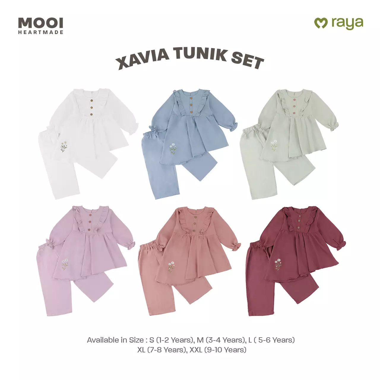 Mooi Setelan Anak Perempuan Xavia Tunik Set - White