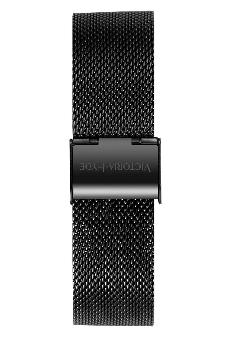 Men's Watch 40mm Grange Hill Date Black Stainless steel mesh band  And Case- Black