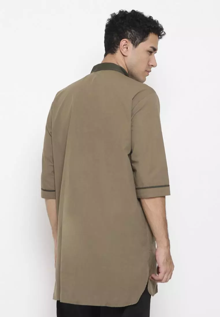 Zayidan Baju Koko Gamis Muslim Pria Emran - Khaki