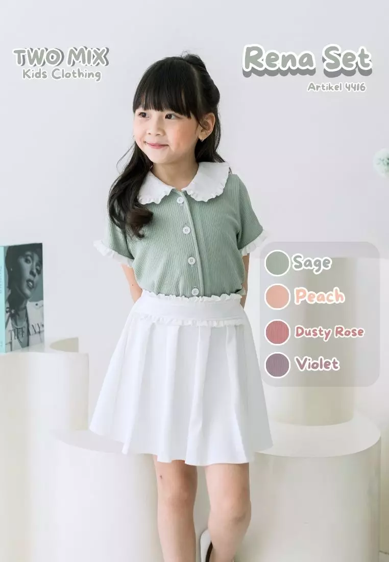 Two Mix - Rena Set - One Set Anak Cewek - Setelan Anak Korean Style 1-6 Tahun 4416 Dusty Rose