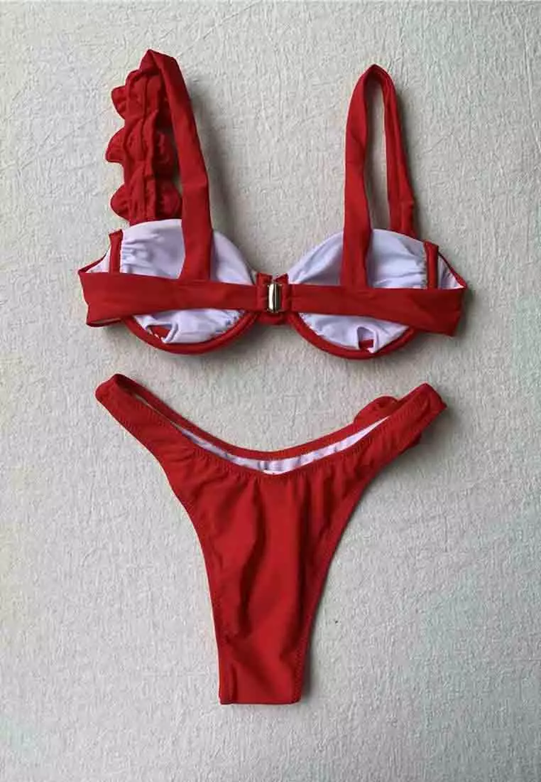 LKL25054 European Lady Bikini Swimwear  Red