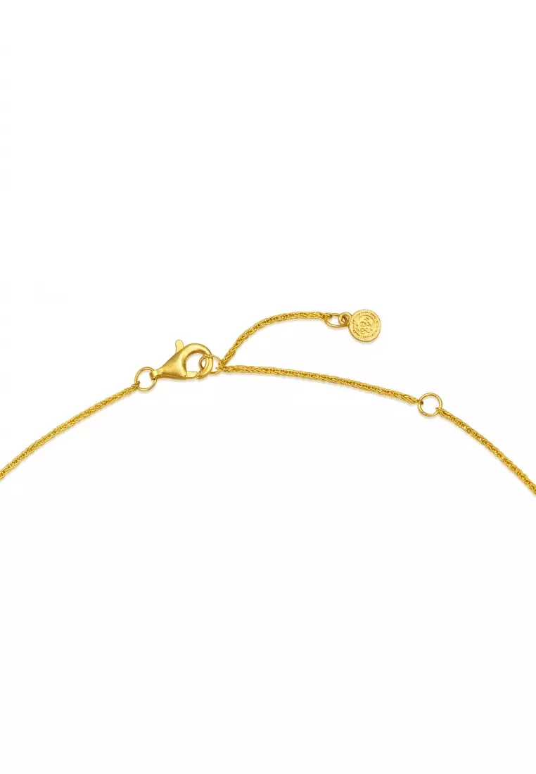 999.9 24K Solid Gold Cultural Blessings Diamond Mandala Necklace for Women 95564N