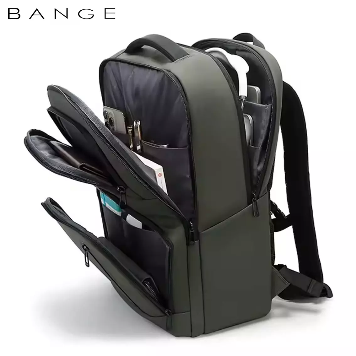 BANGE Tas Ransel pria Laptop Kerja Backpack Pria 15.6 Inch BG7822-Green