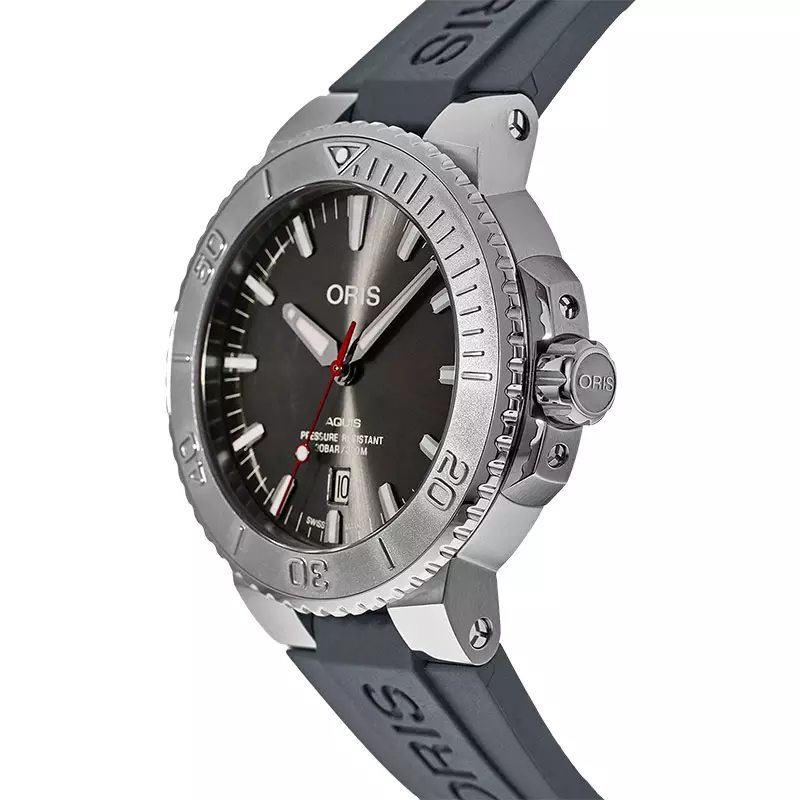 Jam Tangan Pria Oris Aquis Date Relief 01-733-7730-4153-07-4-24-63EB Men Grey Dial Grey Rubber Strap