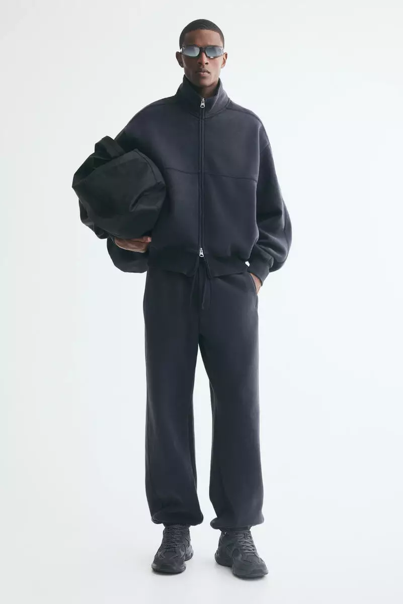 Oversized Fit Brushed-inside track jacket