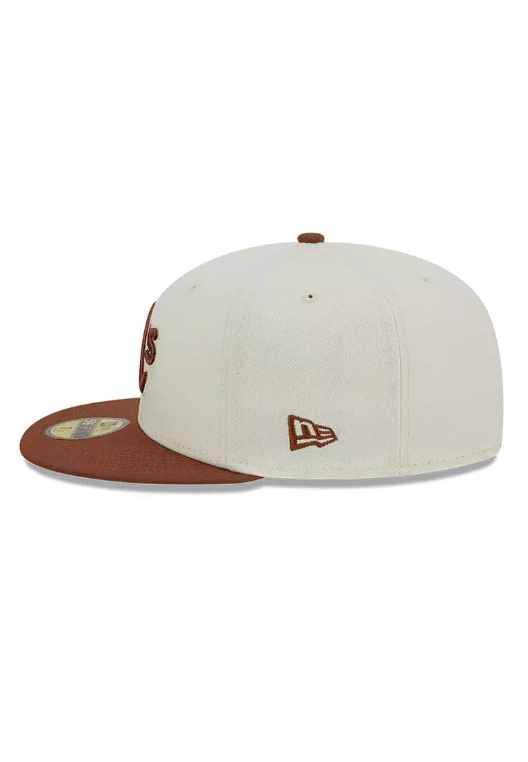 Officially Licensed MLB Men's New Era White Fitted Hat - Athletics