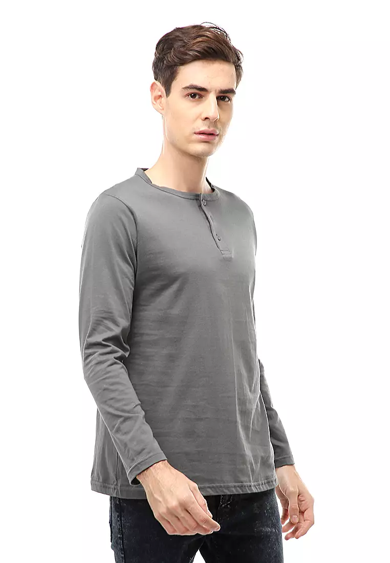 Jack T-Shirt Atasan Kasual Pria Model Kancing Plain Design Lengan Panjang Material Cotton ORIGINAL