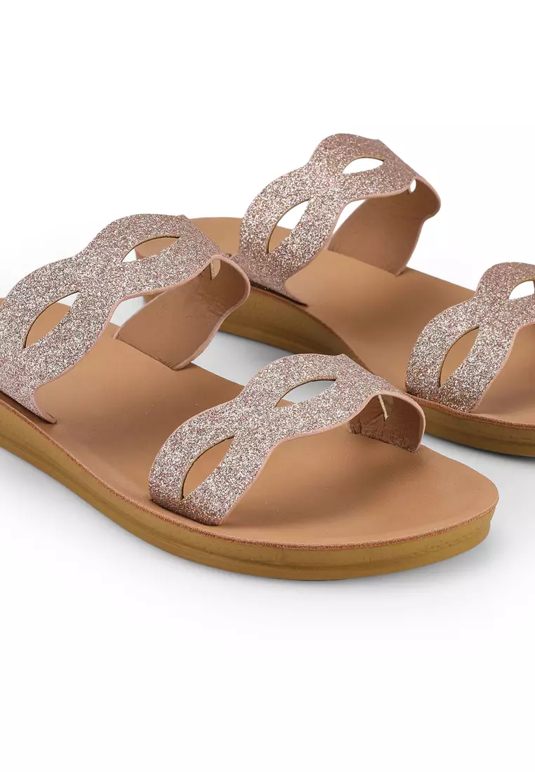 Double strap sandals glitter sale