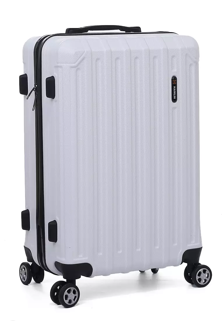 Isvara Tas Koper Hardcase Unisex One Set Suitcase Number Code Combination Lock Large Compartment Material ABS+PVC Coated ORIGINAL - White