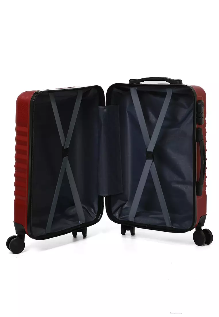 Carlton Koper Unisex Size 20 Inch Travel Bag Large Compartment Kunci Kode Angka Material Fiber ABS ORIGINAL - Red