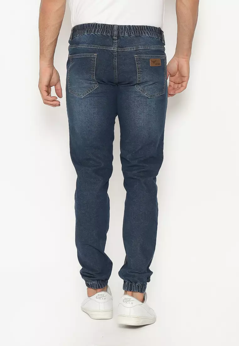 Jogger Pants Jeans Stretch Biru Tua 142304