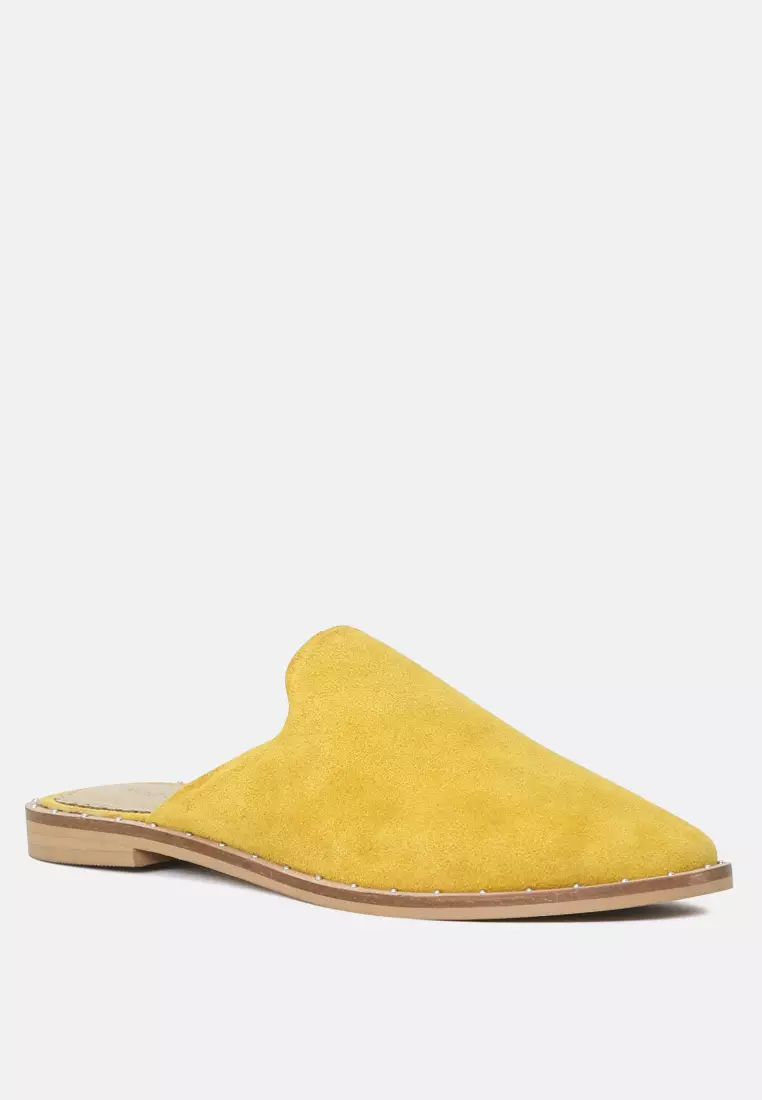 Buy RAG CO Mustard Suede Leather Mules 2024 Online ZALORA